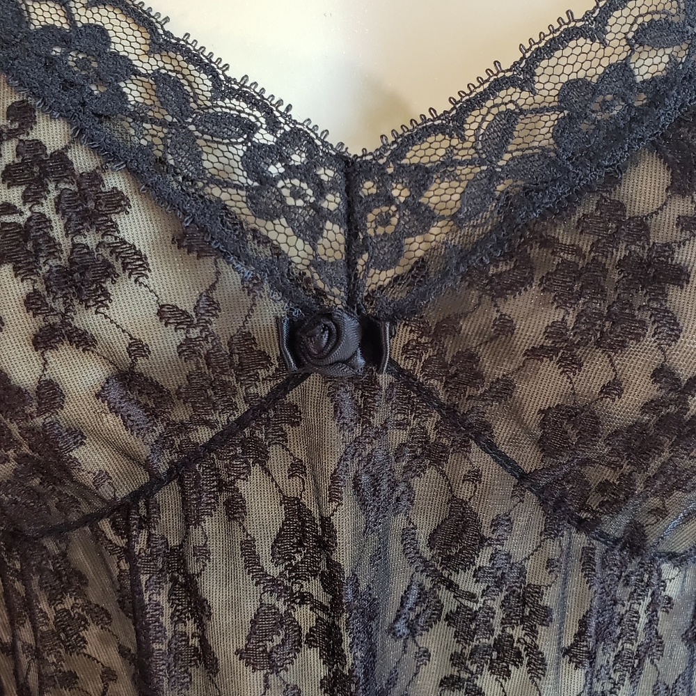 VTG Black Lace Slip Dress w/ Matching Cardigan - Picture 5 of 10